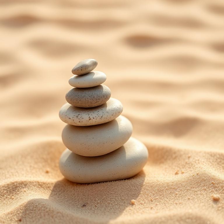 Pedras equilibradas na areia