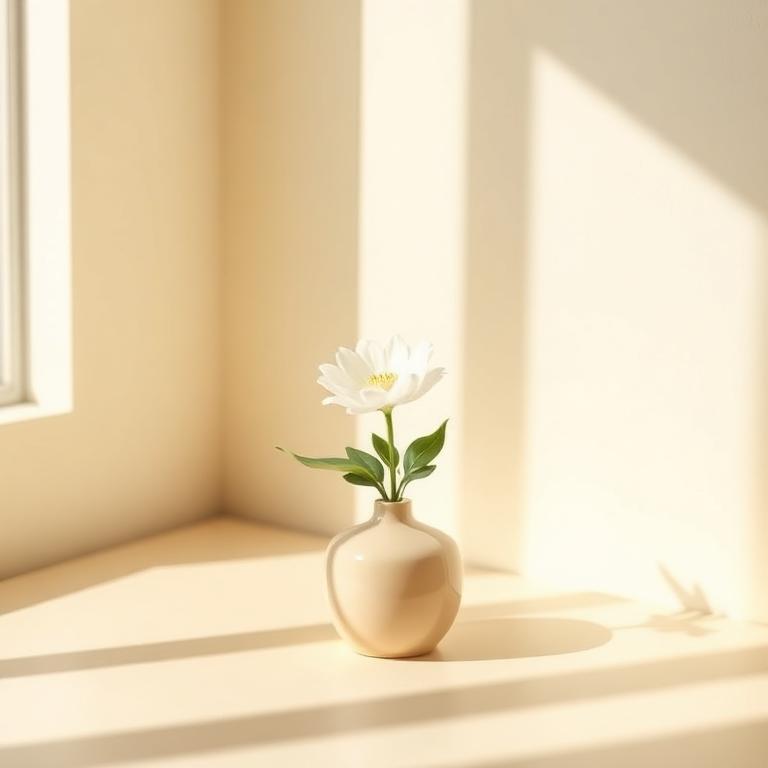 Flor branca em vaso de cerâmica